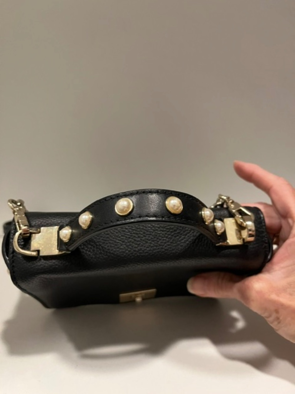 Kate Spade Black Leather Serrano Place Pearl Maisie Mini Crossbody Bag Designer - Picture 4 of 14